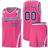 Custom Pink Shoulders Star Pattern Side Color Block Sports Uniform Basketball Jersey