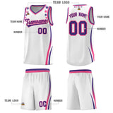 Custom White Shoulders Star Pattern Side Color Block Sports Uniform Basketball Jersey