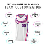 Custom White Shoulders Star Pattern Side Color Block Sports Uniform Basketball Jersey