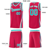 Custom Red Shoulders Star Pattern Side Color Block Sports Uniform Basketball Jersey