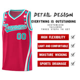 Custom Red Shoulders Star Pattern Side Color Block Sports Uniform Basketball Jersey