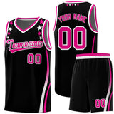 Custom Black Shoulders Star Pattern Side Color Block Sports Uniform Basketball Jersey