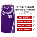 Custom Purple Shoulders Star Pattern Side Color Block Sports Uniform Basketball Jersey