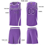 Custom Light Purple Shoulders Star Pattern Side Color Block Sports Uniform Basketball Jersey