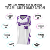 Custom White Shoulders Star Pattern Side Color Block Sports Uniform Basketball Jersey