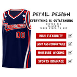Custom Navy Shoulders Star Pattern Side Color Block Sports Uniform Basketball Jersey