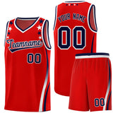 Custom Red Shoulders Star Pattern Side Color Block Sports Uniform Basketball Jersey