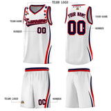 Custom White Shoulders Star Pattern Side Color Block Sports Uniform Basketball Jersey