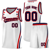 Custom White Shoulders Star Pattern Side Color Block Sports Uniform Basketball Jersey