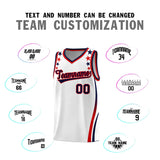 Custom White Shoulders Star Pattern Side Color Block Sports Uniform Basketball Jersey