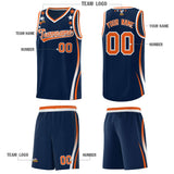 Custom Navy Shoulders Star Pattern Side Color Block Sports Uniform Basketball Jersey