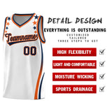 Custom White Shoulders Star Pattern Side Color Block Sports Uniform Basketball Jersey