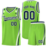 Custom Neon Green Shoulders Star Pattern Side Color Block Sports Uniform Basketball Jersey