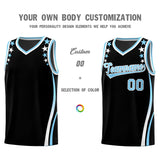 Custom Black Shoulders Star Pattern Side Color Block Sports Uniform Basketball Jersey
