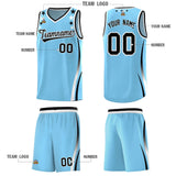 Custom Light Blue Shoulders Star Pattern Side Color Block Sports Uniform Basketball Jersey