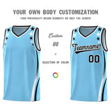 Custom Light Blue Shoulders Star Pattern Side Color Block Sports Uniform Basketball Jersey