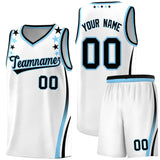 Custom White Shoulders Star Pattern Side Color Block Sports Uniform Basketball Jersey