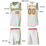 Custom White Shoulders Star Pattern Side Color Block Sports Uniform Basketball Jersey