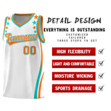 Custom White Shoulders Star Pattern Side Color Block Sports Uniform Basketball Jersey