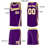 Custom Purple Shoulders Star Pattern Side Color Block Sports Uniform Basketball Jersey