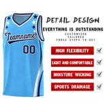Custom Light Blue Shoulders Star Pattern Side Color Block Sports Uniform Basketball Jersey