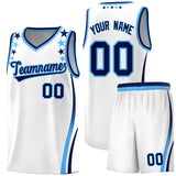 Custom White Shoulders Star Pattern Side Color Block Sports Uniform Basketball Jersey