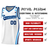 Custom White Shoulders Star Pattern Side Color Block Sports Uniform Basketball Jersey