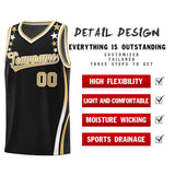 Custom Black Shoulders Star Pattern Side Color Block Sports Uniform Basketball Jersey