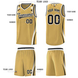Custom Old Gold Shoulders Star Pattern Side Color Block Sports Uniform Basketball Jersey