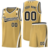 Custom Old Gold Shoulders Star Pattern Side Color Block Sports Uniform Basketball Jersey