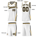 Custom White Shoulders Star Pattern Side Color Block Sports Uniform Basketball Jersey