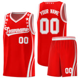 Custom Red Shoulders Star Pattern Side Color Block Sports Uniform Basketball Jersey