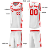 Custom White Shoulders Star Pattern Side Color Block Sports Uniform Basketball Jersey