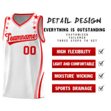 Custom White Shoulders Star Pattern Side Color Block Sports Uniform Basketball Jersey