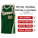 Custom Green Shoulders Star Pattern Side Color Block Sports Uniform Basketball Jersey