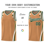 Custom Light Brown Shoulders Star Pattern Side Color Block Sports Uniform Basketball Jersey