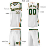 Custom White Shoulders Star Pattern Side Color Block Sports Uniform Basketball Jersey