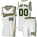Custom White Shoulders Star Pattern Side Color Block Sports Uniform Basketball Jersey