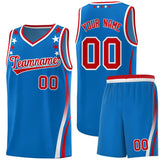 Custom Royal Shoulders Star Pattern Side Color Block Sports Uniform Basketball Jersey