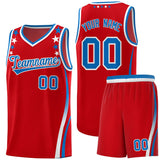 Custom Red Shoulders Star Pattern Side Color Block Sports Uniform Basketball Jersey