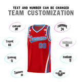 Custom Red Shoulders Star Pattern Side Color Block Sports Uniform Basketball Jersey
