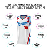 Custom White Shoulders Star Pattern Side Color Block Sports Uniform Basketball Jersey