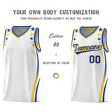 Custom White Shoulders Star Pattern Side Color Block Sports Uniform Basketball Jersey