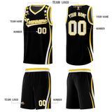 Custom Black Shoulders Star Pattern Side Color Block Sports Uniform Basketball Jersey