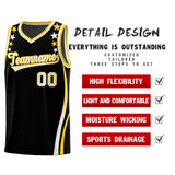 Custom Black Shoulders Star Pattern Side Color Block Sports Uniform Basketball Jersey
