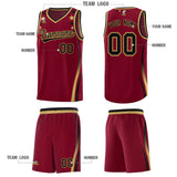Custom Crimson Shoulders Star Pattern Side Color Block Sports Uniform Basketball Jersey