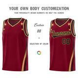 Custom Crimson Shoulders Star Pattern Side Color Block Sports Uniform Basketball Jersey