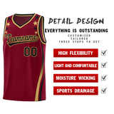 Custom Crimson Shoulders Star Pattern Side Color Block Sports Uniform Basketball Jersey