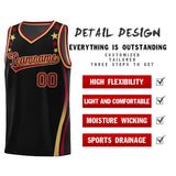 Custom Black Shoulders Star Pattern Side Color Block Sports Uniform Basketball Jersey