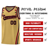 Custom Old Gold Shoulders Star Pattern Side Color Block Sports Uniform Basketball Jersey